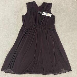 NEW Kenneth Cole Chocolate Brown Ruched Shear Dress Size Medium